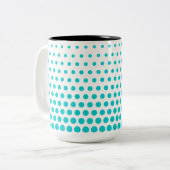 Türkis Polka Dots Modern White Zweifarbige Tasse (Vorderseite Links)