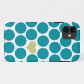 Türkis-Polka-Punkt-Glitzer-Herz iPhone Case-Mate iPhone Hülle (Rückseite (Horizontal))