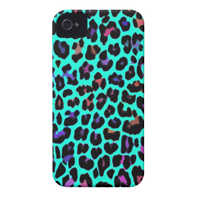 Türkis-Pop-Leopard-Druck Case-Mate iPhone Hülle (Rückseite)