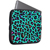 Türkis-Pop-Leopard-Druck Laptopschutzhülle (Vorne Rechts)