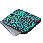 Türkis-Pop-Leopard-Druck Laptopschutzhülle (Vorne Knopf)