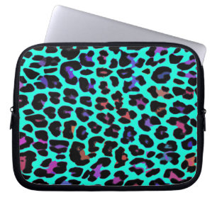 Türkis-Pop-Leopard-Druck Laptopschutzhülle