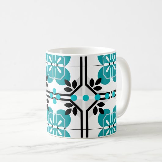 Türkis portugiesischer Tile Mosaik Bauernhof Kaffeetasse (VorderseiteRechts)