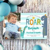 Türkis Preschool Abschluss Foto Dinosaur Boy Banner