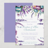 Türkis Purple Flowers Bridesmaids Luncheon Einladung (Vorne/Hinten)