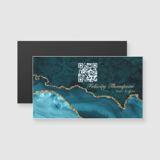 Türkis - QR-Code für Aquamarine und Gold-Agate Magnetkarte