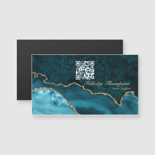 Türkis - QR-Code für Aquamarine und Gold-Agate Magnetkarte (Vorne/Hinten)