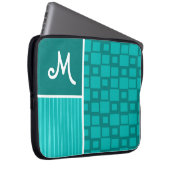 Türkis-Quadrate; Retro Quadrat Laptopschutzhülle (Vorne Rechts)