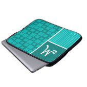 Türkis-Quadrate; Retro Quadrat Laptopschutzhülle (Vorne Knopf)