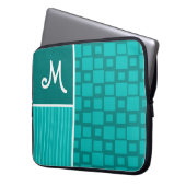 Türkis-Quadrate; Retro Quadrat Laptopschutzhülle (Vorderseite Links)