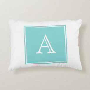 Türkis-quadratisches Monogramm-Akzent-Kissen Zierkissen