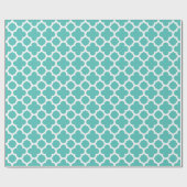 Türkis Quatrefoil Gitter-Muster WrappingPaper Geschenkpapier (Flach)