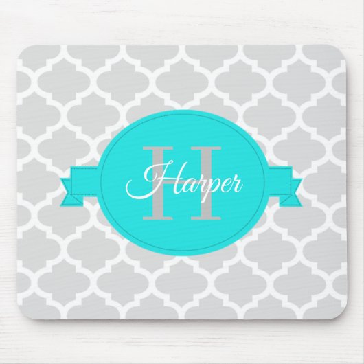 Türkis Quatrefoil Personalisiert Mouse Pad Mousepad (Vorne)
