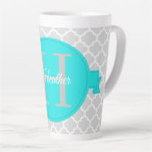 Türkis Quatrefolie Personalisiert Latte Tasse (Rechte Ecke)