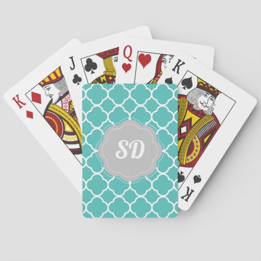 Türkis Quatrefolie Spielkarten (Rückseite)
