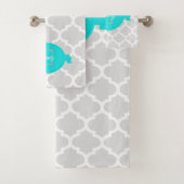 Türkis Quatrefolien Personalisiert Badehandtuch Se Badhandtuch Set (Insitu)