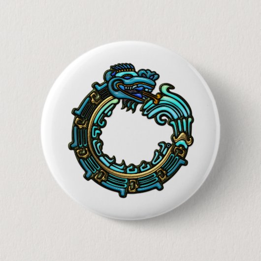 Türkis Quetzalcoatl Button (Vorderseite)