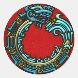 Türkis Quetzalcoatl Runder Aufkleber