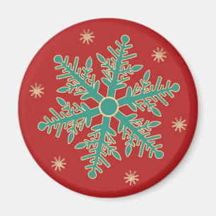 Türkis Red Gold Weihnachtsschneeflocke Magnet