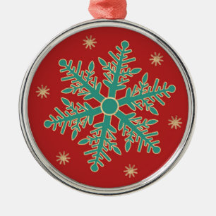 Türkis Red Gold Weihnachtsschneeflocke Ornament Aus Metall