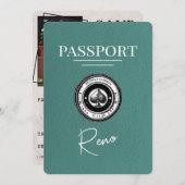 Türkis Reno Passport Save the Date (Vorne/Hinten)