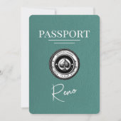 Türkis Reno Passport Save the Date (Vorderseite)