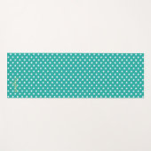 Türkis Retro Chic Polka Dots Monogram Übung Yogamatte (Vorderseite (Horizontal))