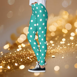 Türkis Retro Chic Polka Dots Muster Mode Leggings