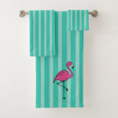 Türkis Retro Flamingo Badetücher Set Geschenk (Insitu)