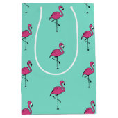 Türkis Retro Rosa Flamingo Geschenktasche Mittlere Geschenktüte (Vorderseite)
