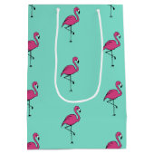 Türkis Retro Rosa Flamingo Geschenktasche Mittlere Geschenktüte (Rückseite)