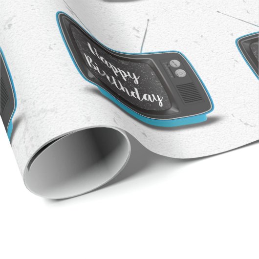 Türkis Retro TV Geburtstag Geschenkpapier (Rolleneckpunkt)