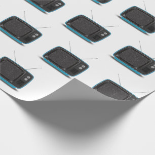Türkis Retro TV Geschenkpapier
