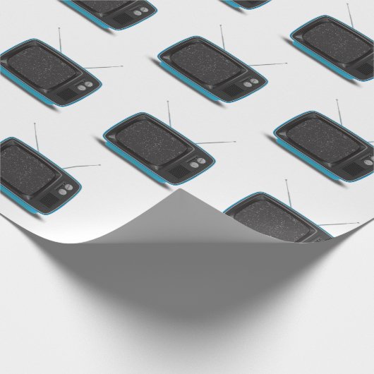 Türkis Retro TV Geschenkpapier (Ecke)