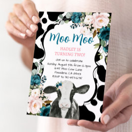 Türkis Rosa Blumenfarm zum Geburtstag Einladung