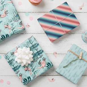 Türkis & Rosa mexikanischer Salamander Axolotl Geschenkpapier Set