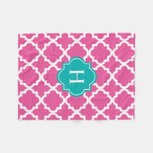 Türkis-Rosa-Monogramm | Fleece Blanket (Vorderseite (Horizontal))