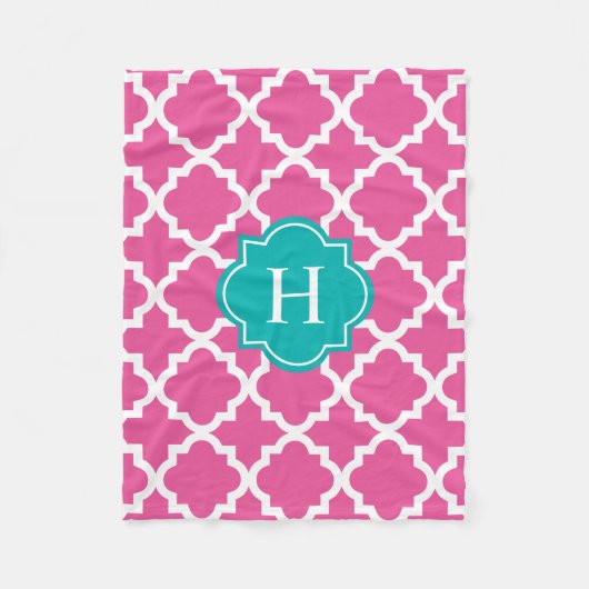 Türkis-Rosa-Monogramm | Fleece Blanket (Vorderseite)