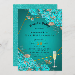 Türkis Rose Gold Bridesmaids Luncheon Einladung