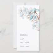 Türkis-Roségold-Blumen | Hochzeitsprogramm (Vorderseite)