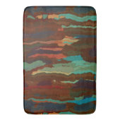 Türkis, Rost und Blau Abstrakt Badematte (Vorderseite Vertikal)