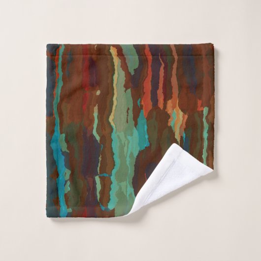 Türkis, Rost und Blau Abstrakt Badhandtuch Set (Waschlappen)