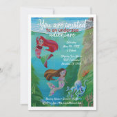 Türkis, Rot, Blaue Meerjungfrau zum Geburtstag Einladung (Vorderseite)