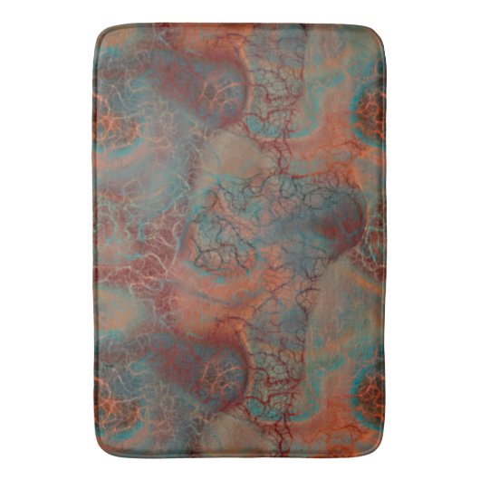 Türkis, Rot und Rostmarmor abstrakt Badematte (Vorderseite Vertikal)