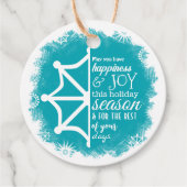 Türkis, Rot, Weißer Schneeflocken Weihnachtsgesche Geschenkanhänger (Vorderseite)