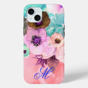 TÜRKIS ROTE ROSEN UND ANEMONE BLUMEN MONOGRAMM Case-Mate iPhone HÜLLE