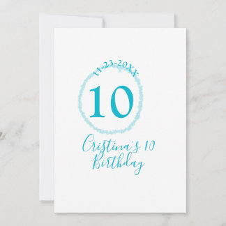 Türkis. Runder Glitzer 10. Geburtstag kühl Einladung