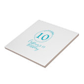 Türkis. Runder Glitzer 10. Geburtstag kühl Fliese (Seite)