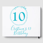 Türkis. Runder Glitzer 10. Geburtstag kühl Gästebuch (Rückseite)