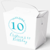 Türkis. Runder Glitzer 10. Geburtstag kühl Geschenkschachtel (Rückseite)